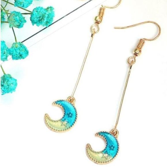 Lovely Blue Moon French Hook Earrings - Picture 1 of 2